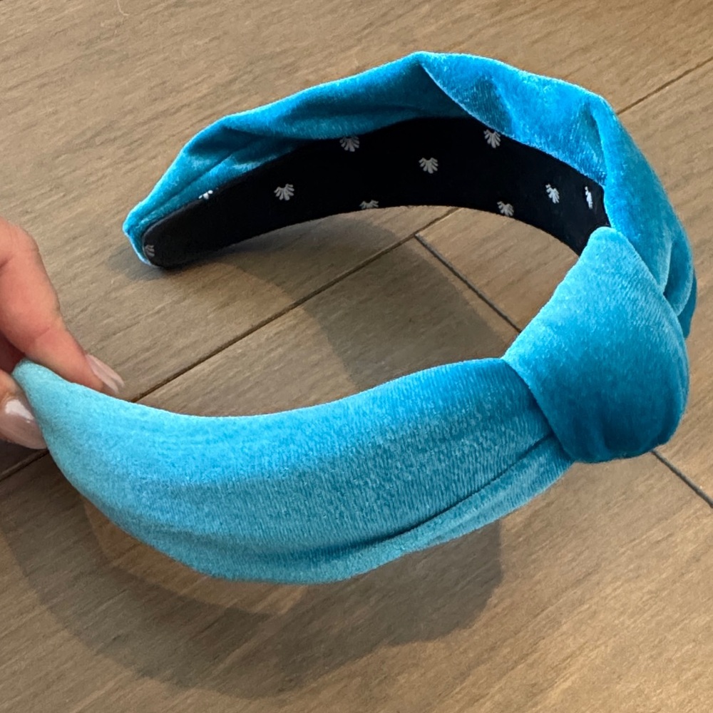 Lele Sadoughi Turquoise Velvet Headband